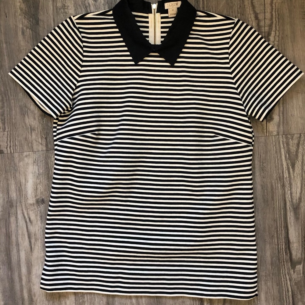 J. Crew striped top with gold back-zipper